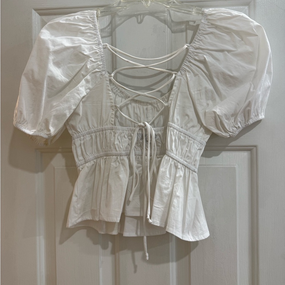 Elegant White Puff Sleeve Top